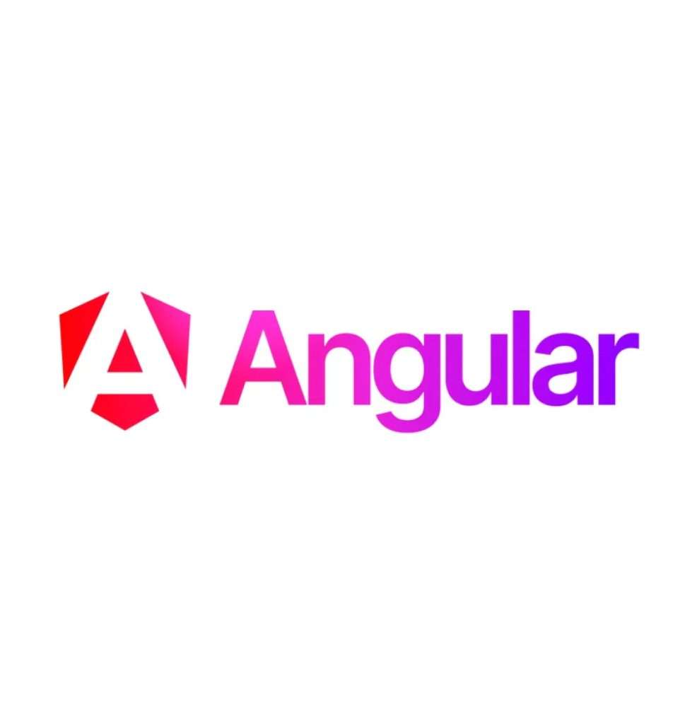 Angular Logo mit buntem Gradient von einem Rotton bis hin zu einem Lila-Ton. Symbolbild einer Technologie der Web-Entwicklung.