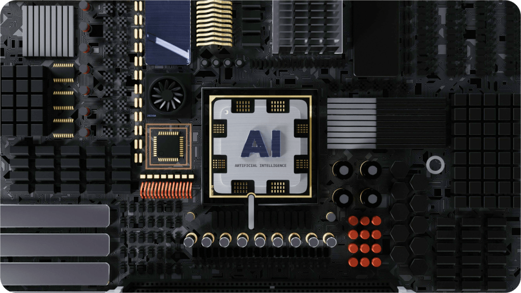 Computerchip mit der Aufschrift "AI Artificial Intelligence"