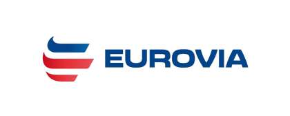 blaues EUROVIA Logo mit rotem highlight